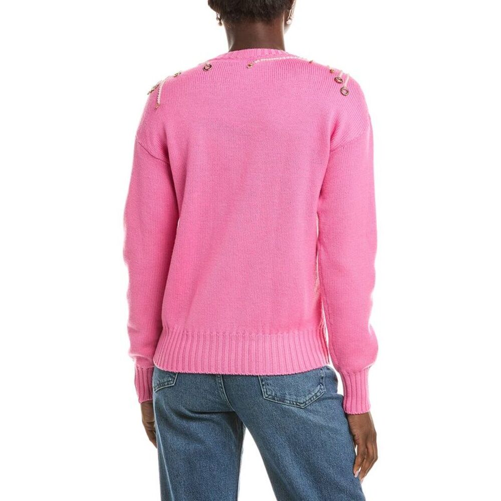 Oscar De La Renta Womens Wool Sweater, Pink - Picture 2 of 3
